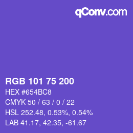 Color code: RGB 101 75 200 | qconv.com