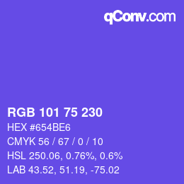 カラーコード: RGB 101 75 230 | qconv.com