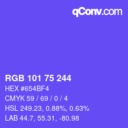 Color code: RGB 101 75 244 | qconv.com