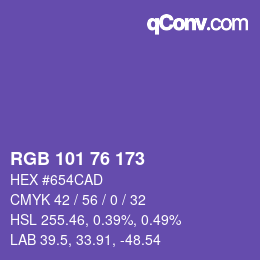 Color code: RGB 101 76 173 | qconv.com