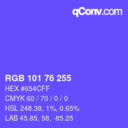 Color code: RGB 101 76 255 | qconv.com