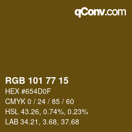 Color code: RGB 101 77 15 | qconv.com