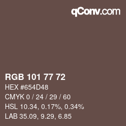 Farbcode: RGB 101 77 72 | qconv.com