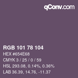 Color code: RGB 101 78 104 | qconv.com