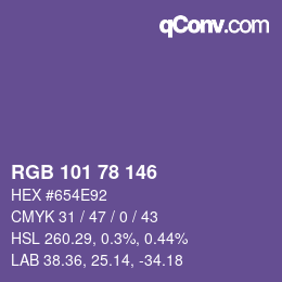 Color code: RGB 101 78 146 | qconv.com
