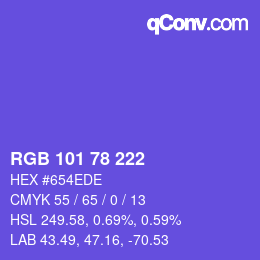 Color code: RGB 101 78 222 | qconv.com