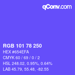 Color code: RGB 101 78 250 | qconv.com