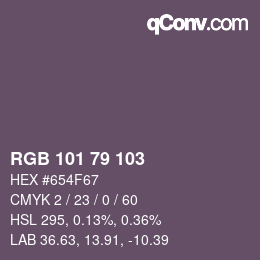 Color code: RGB 101 79 103 | qconv.com