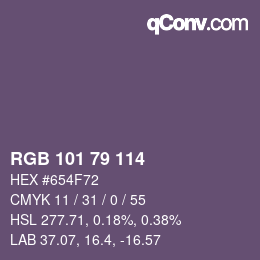 Color code: RGB 101 79 114 | qconv.com