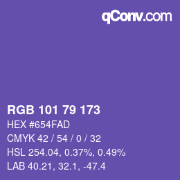 カラーコード: RGB 101 79 173 | qconv.com