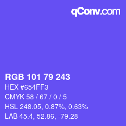 Color code: RGB 101 79 243 | qconv.com