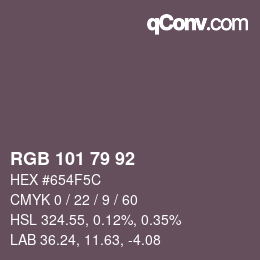 Color code: RGB 101 79 92 | qconv.com