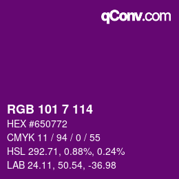 Color code: RGB 101 7 114 | qconv.com