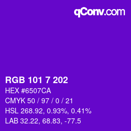 颜色代码: RGB 101 7 202 | qconv.com