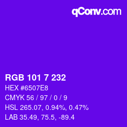 Color code: RGB 101 7 232 | qconv.com