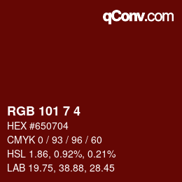 Color code: RGB 101 7 4 | qconv.com
