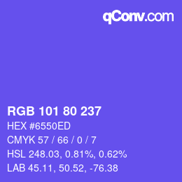 Color code: RGB 101 80 237 | qconv.com