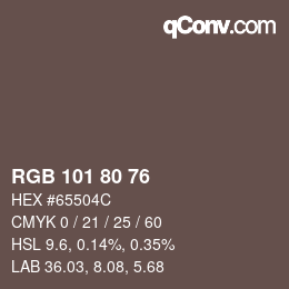 Farbcode: RGB 101 80 76 | qconv.com