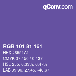 Color code: RGB 101 81 161 | qconv.com