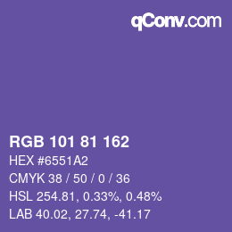 Color code: RGB 101 81 162 | qconv.com