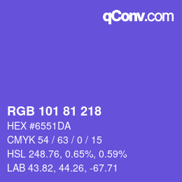 颜色代码: RGB 101 81 218 | qconv.com