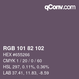 颜色代码: RGB 101 82 102 | qconv.com