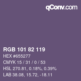 颜色代码: RGB 101 82 119 | qconv.com