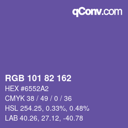 Color code: RGB 101 82 162 | qconv.com