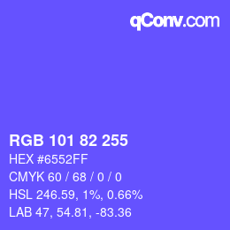 颜色代码: RGB 101 82 255 | qconv.com