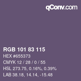 Color code: RGB 101 83 115 | qconv.com