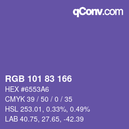 Color code: RGB 101 83 166 | qconv.com