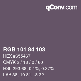 Color code: RGB 101 84 103 | qconv.com