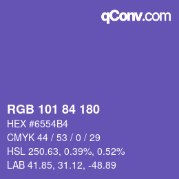 カラーコード: RGB 101 84 180 | qconv.com