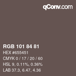 Color code: RGB 101 84 81 | qconv.com