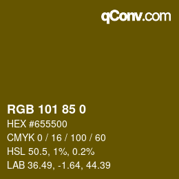 Color code: RGB 101 85 0 | qconv.com