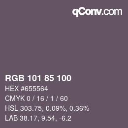 Color code: RGB 101 85 100 | qconv.com