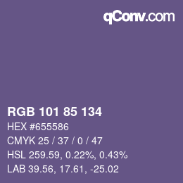 Color code: RGB 101 85 134 | qconv.com