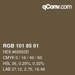 Color code: RGB 101 85 61 | qconv.com