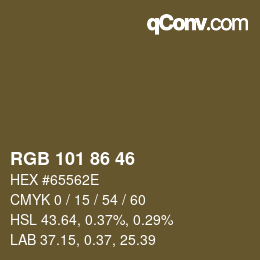 Color code: RGB 101 86 46 | qconv.com