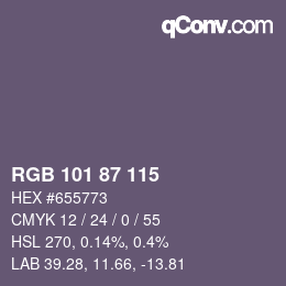 カラーコード: RGB 101 87 115 | qconv.com