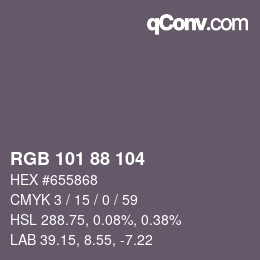 颜色代码: RGB 101 88 104 | qconv.com