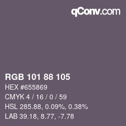 Color code: RGB 101 88 105 | qconv.com