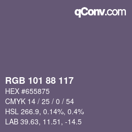 Color code: RGB 101 88 117 | qconv.com