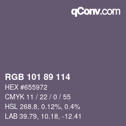 Color code: RGB 101 89 114 | qconv.com