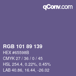 Color code: RGB 101 89 139 | qconv.com