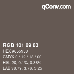 Farbcode: RGB 101 89 83 | qconv.com