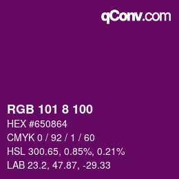 カラーコード: RGB 101 8 100 | qconv.com