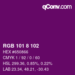 カラーコード: RGB 101 8 102 | qconv.com