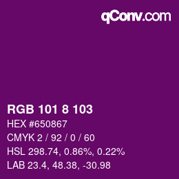 Código de color: RGB 101 8 103 | qconv.com