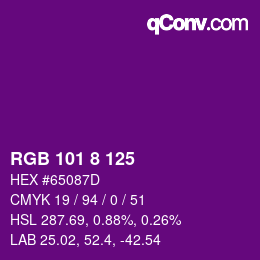 Color code: RGB 101 8 125 | qconv.com